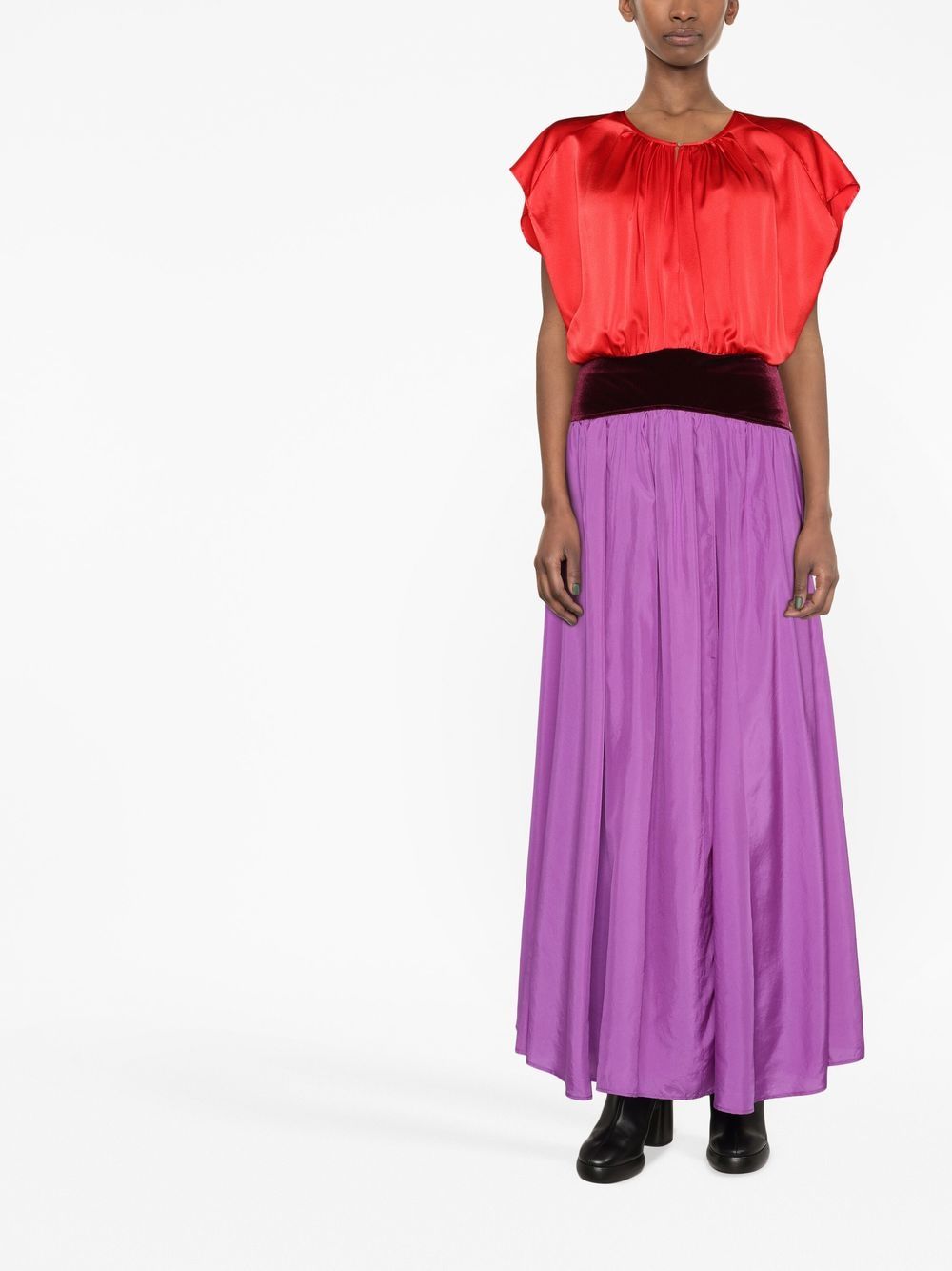 Shop Forte Forte Colour-block Silk Maxi Dress In Purple