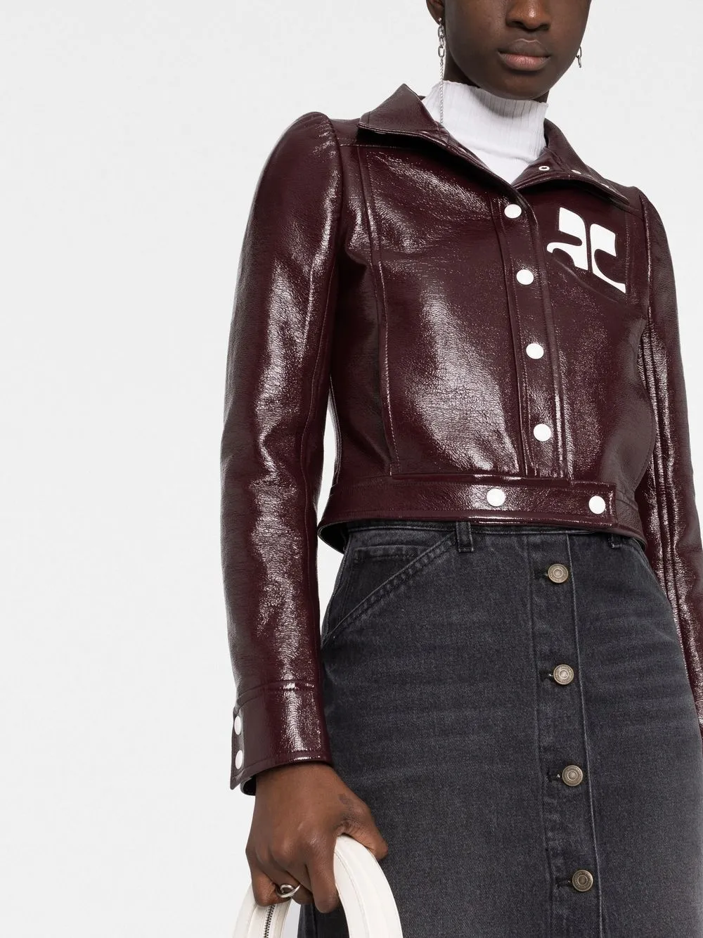 Courrèges vinyl logo-patch jacket | Smart Closet
