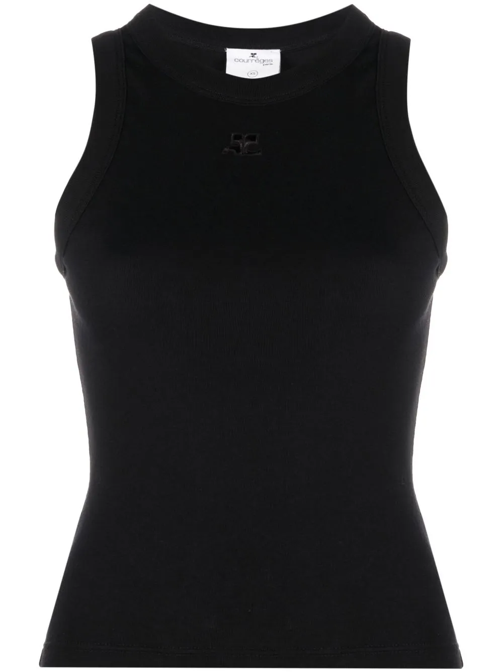 

Courrèges embossed-logo cotton tank top - Black