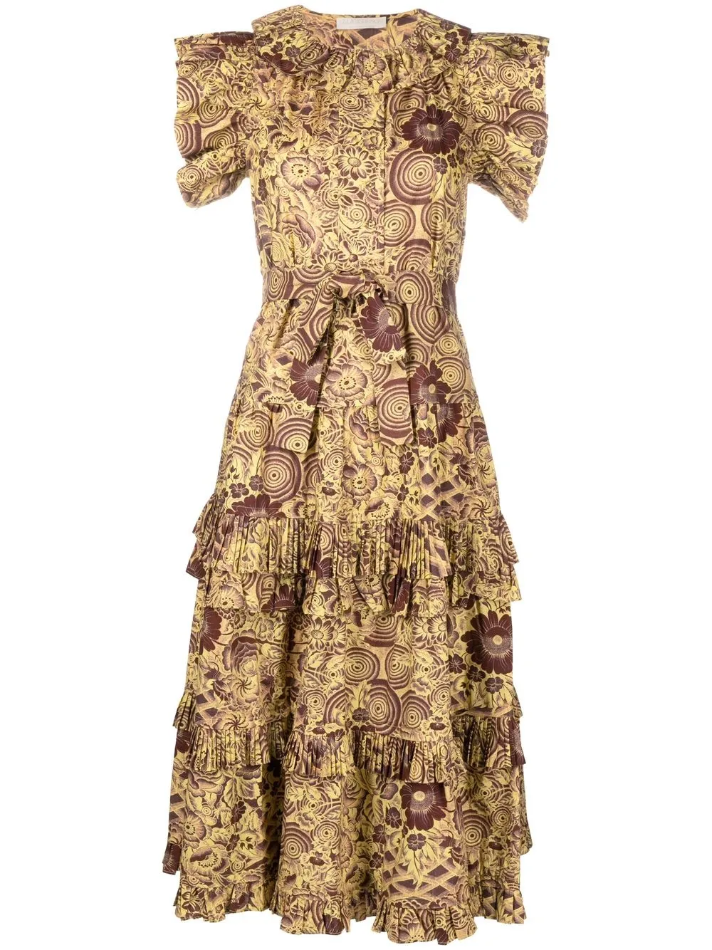 

Ulla Johnson Elsie floral-print ruffled midi dress - Brown