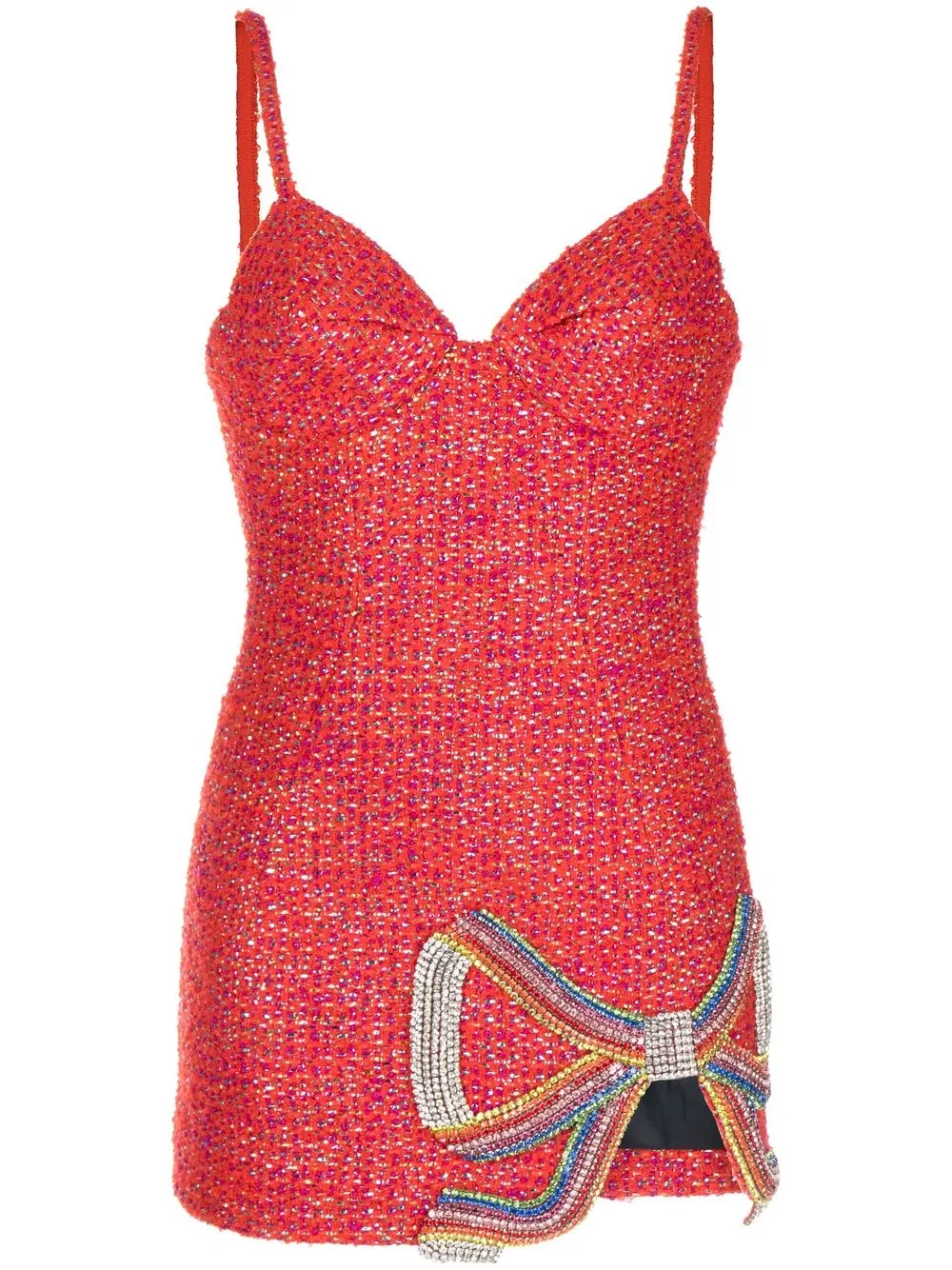 

AREA vestido corto bordado con moño de cristal - Rojo
