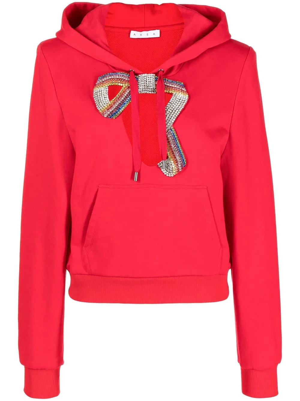 

AREA crystal embellished-detail hoodie - Red