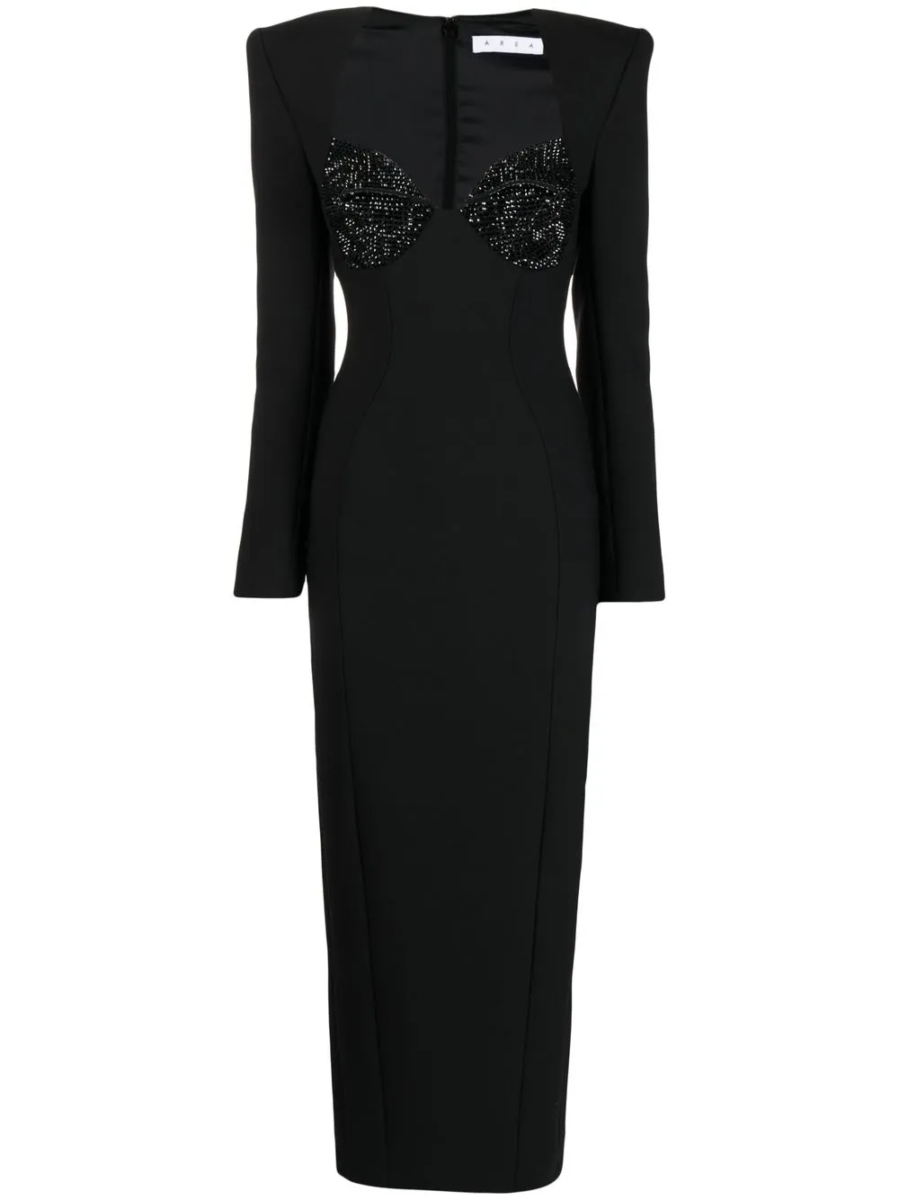 

AREA crystal-embellished long-sleeved dress - Black