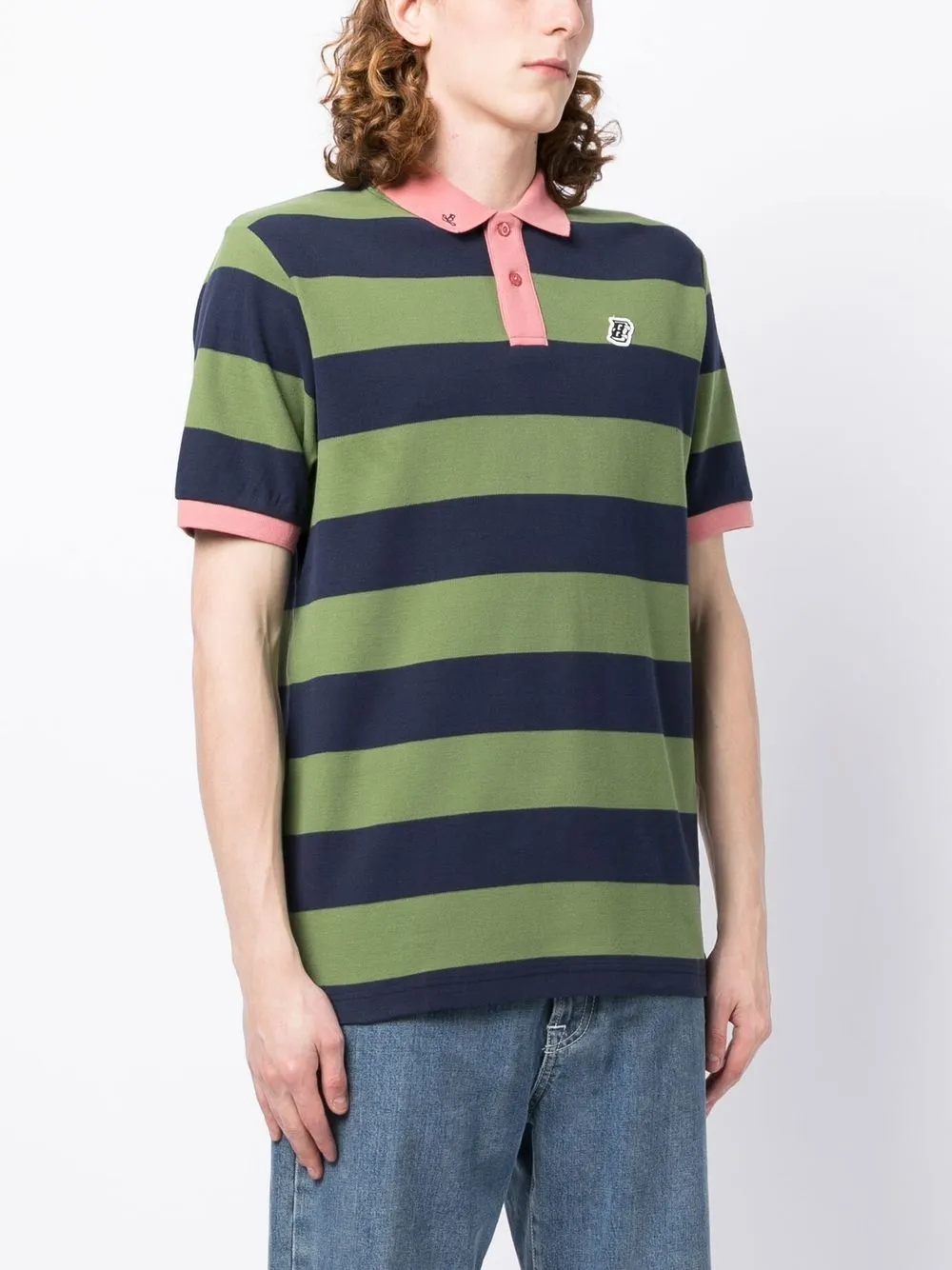 Billionaire Boys Club Logo patch Striped Polo Shirt Farfetch billionaire-boys-club-logo-patch-striped-polo-shirt-farfetch