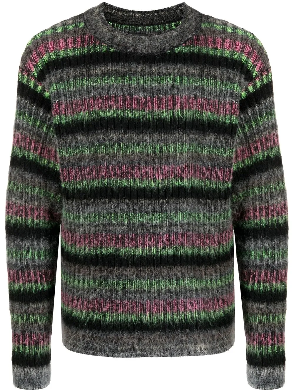 

AGR striped knitted crew-neck jumper - Grey