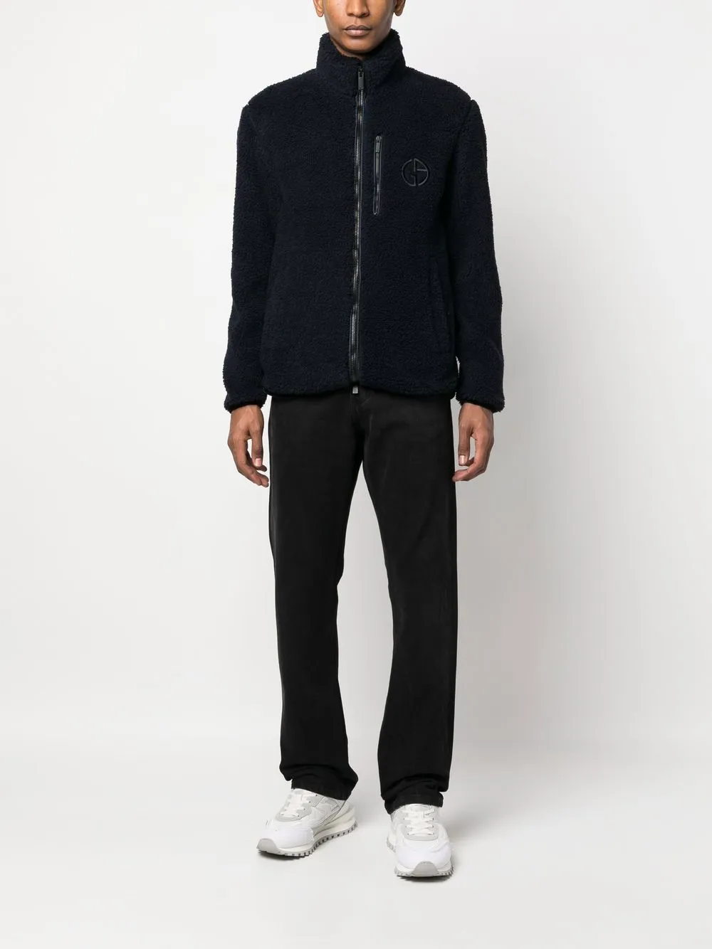 Armani logoembroidered highneck Jacket Farfetch