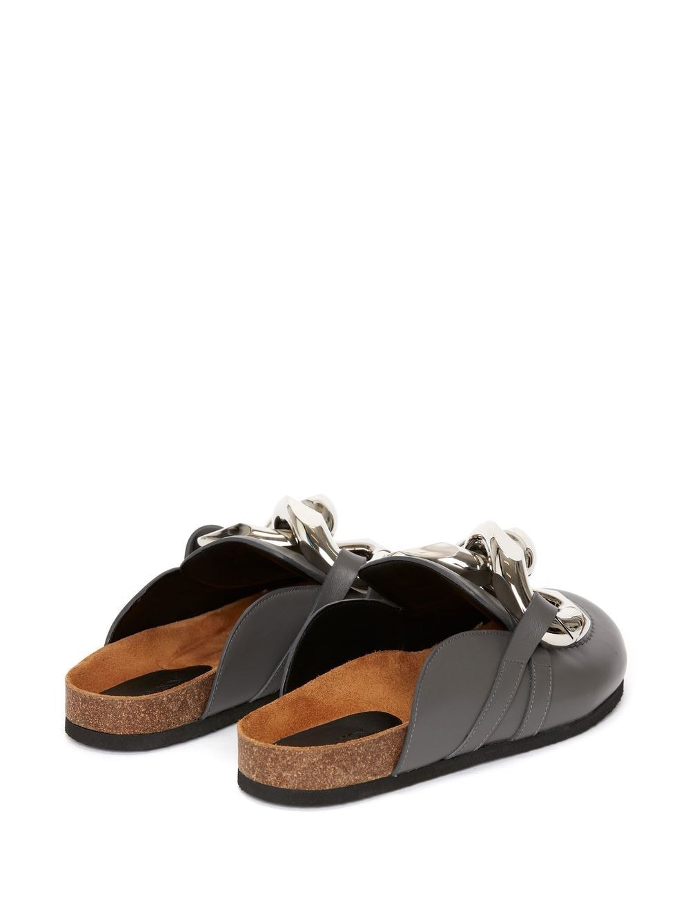 Shop Jw Anderson Chain-detail Leather Loafers In Grey