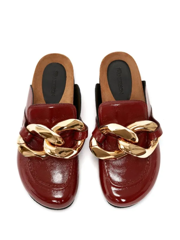 JW Anderson チェーン レザーローファーミュール | ブラウン | FARFETCH JP