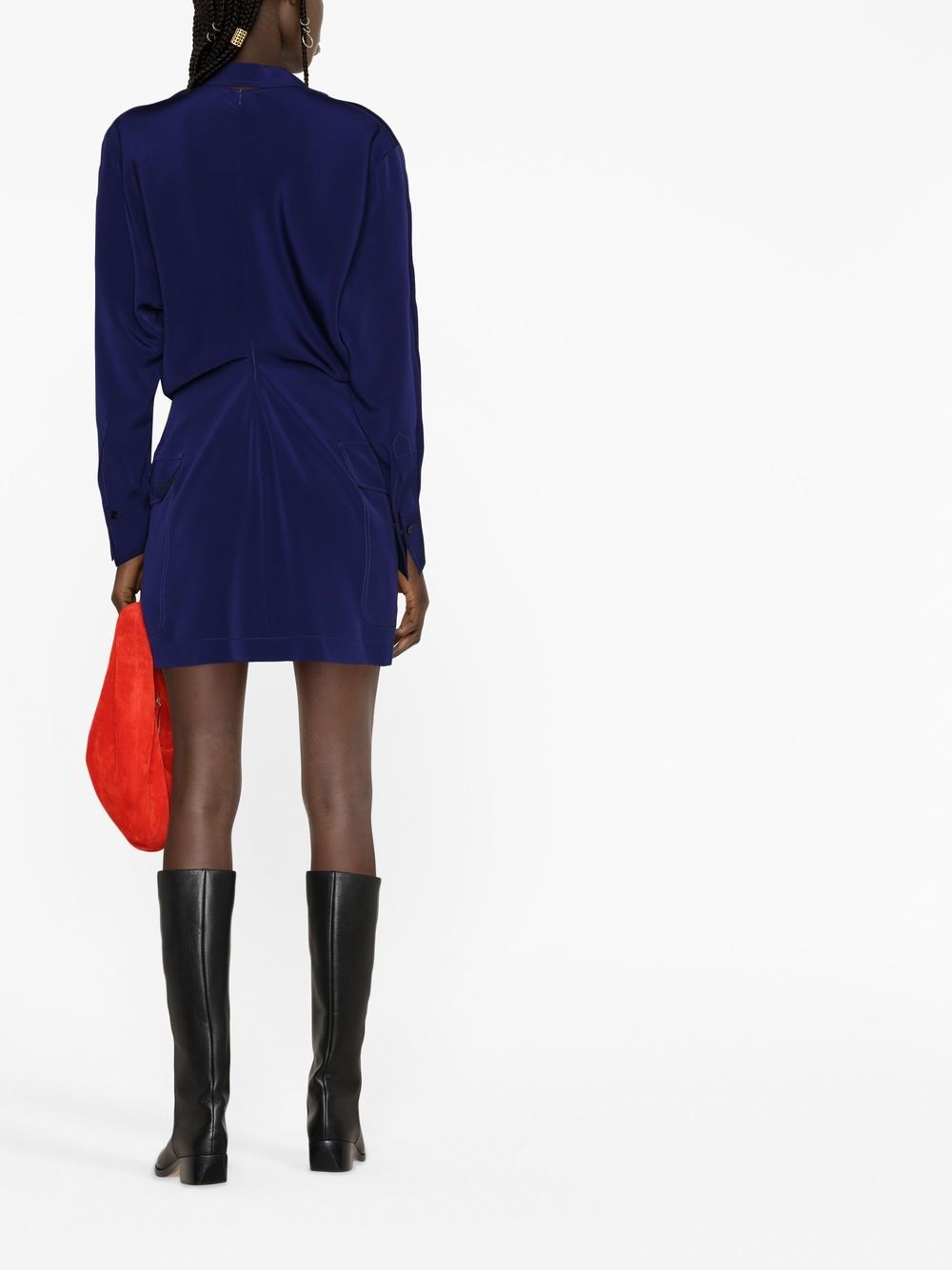 Shop Victoria Beckham Flap-pocket Minidress In Blue