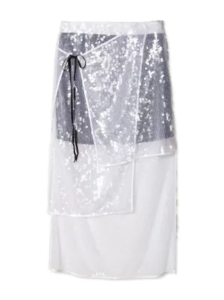 Silver sequin layered skirt online
