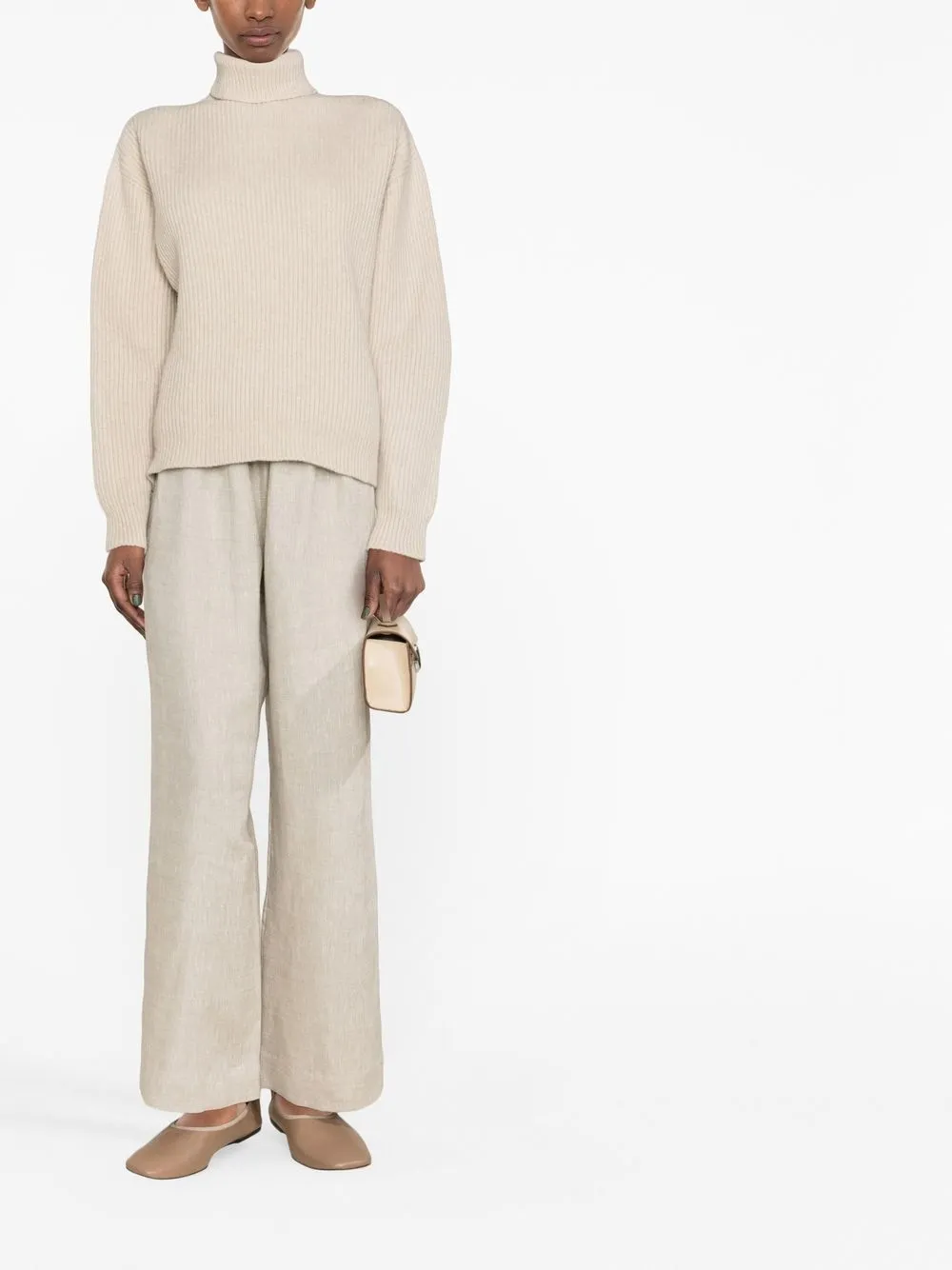 Baserange Ribgebreide coltrui - Beige