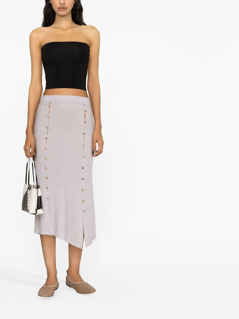Baserange Loulou Ribbed Midi Skirt Farfetch