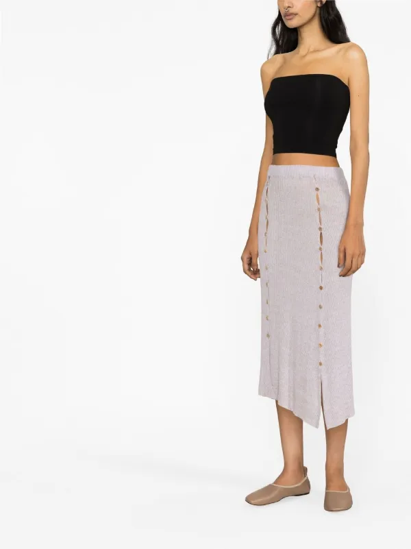 Baserange Loulou Ribbed Midi Skirt | Neutrals | FARFETCH CA