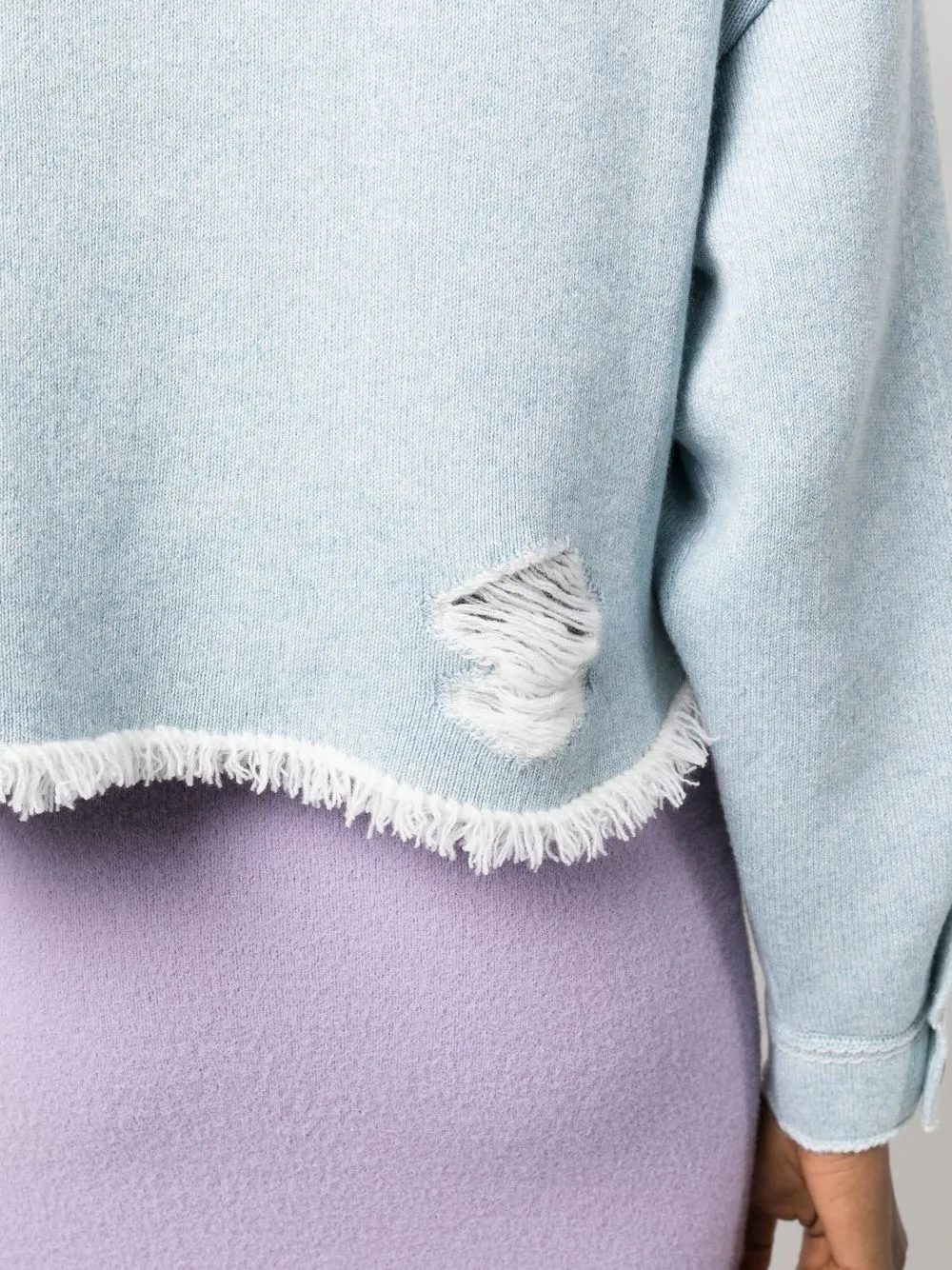 Barrie Fringed Denim-effect Jacket In Blue