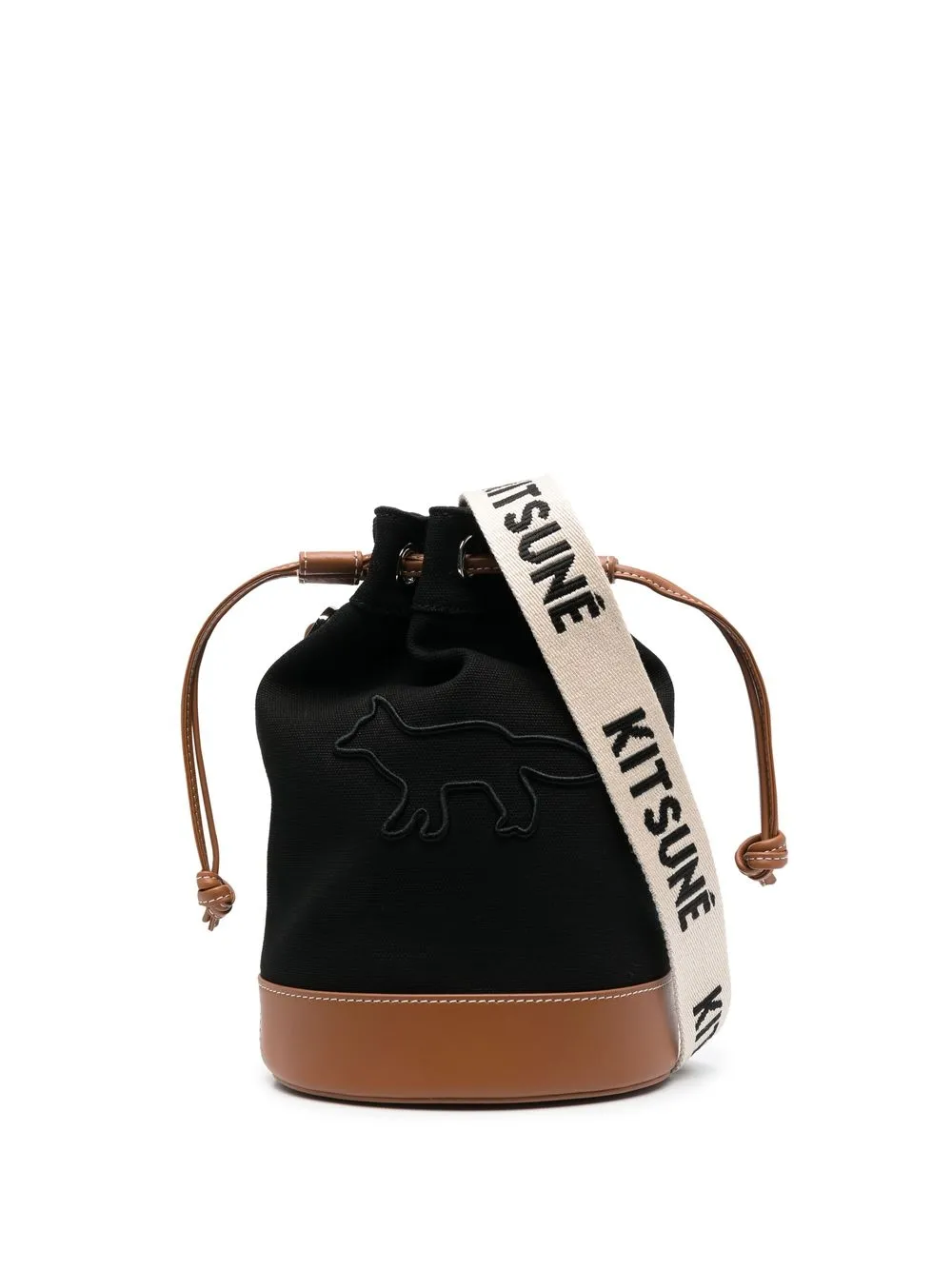 

Maison Kitsuné embroidered logo-strap tote - Black