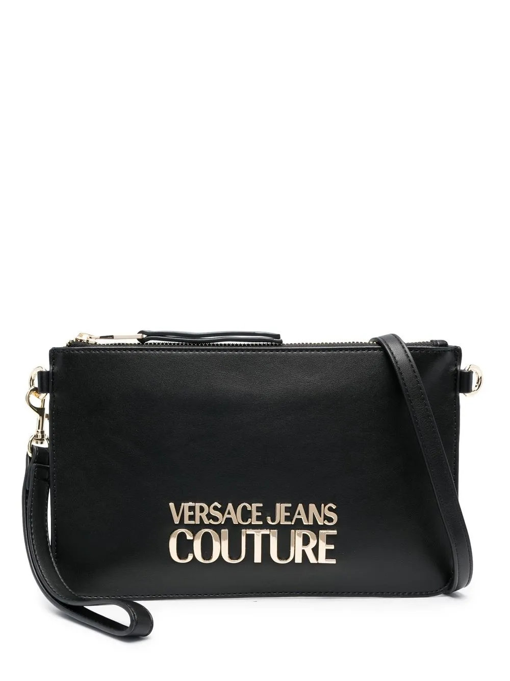 

Versace Jeans Couture logo-plaque zip-up clutch bag - Black