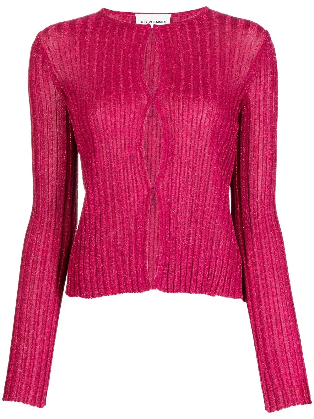 

DES PHEMMES ribbed-knit open-fastening cardigan - Pink