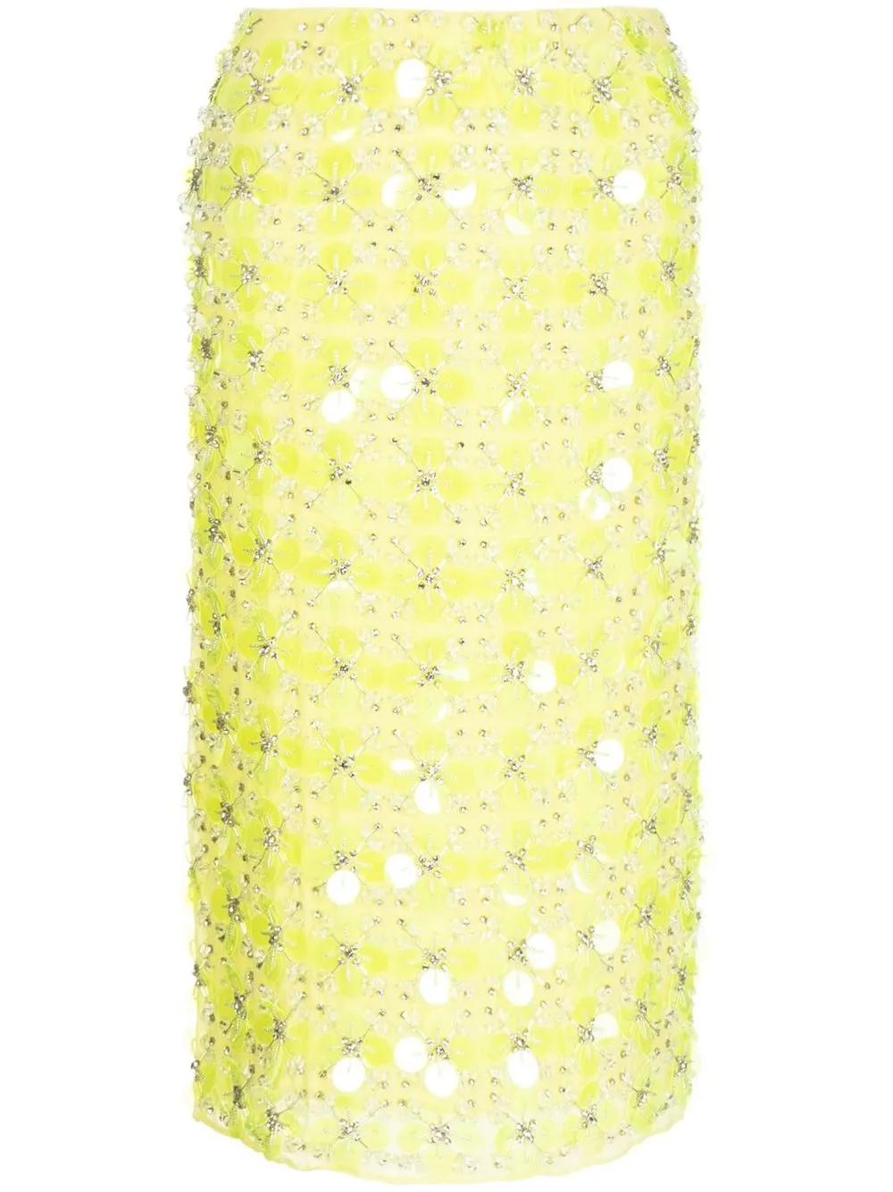 

DES PHEMMES geometric-beaded straight skirt - Yellow