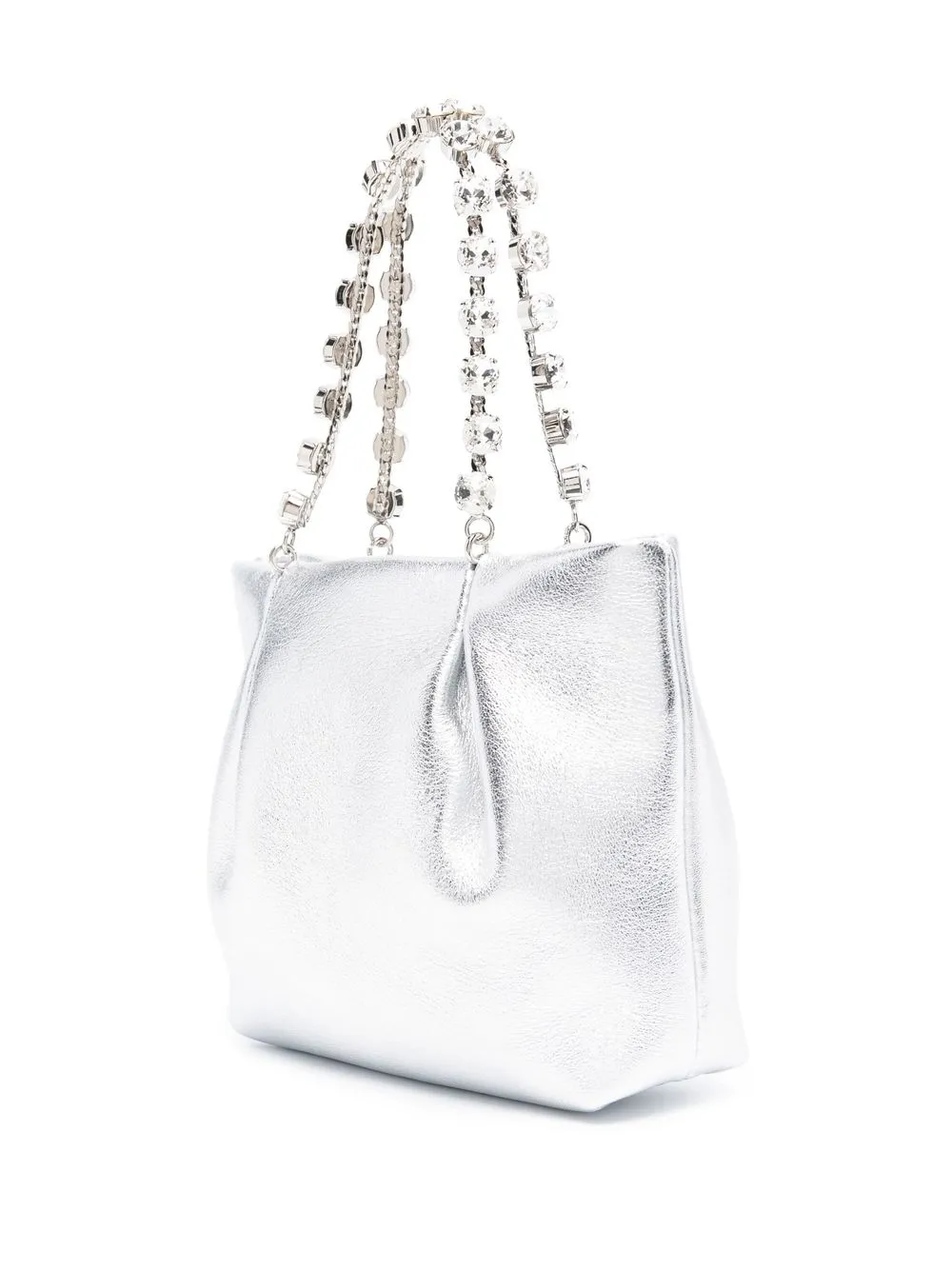 Shop Aquazzura Galactic Mini Leather Tote Bag In Silver