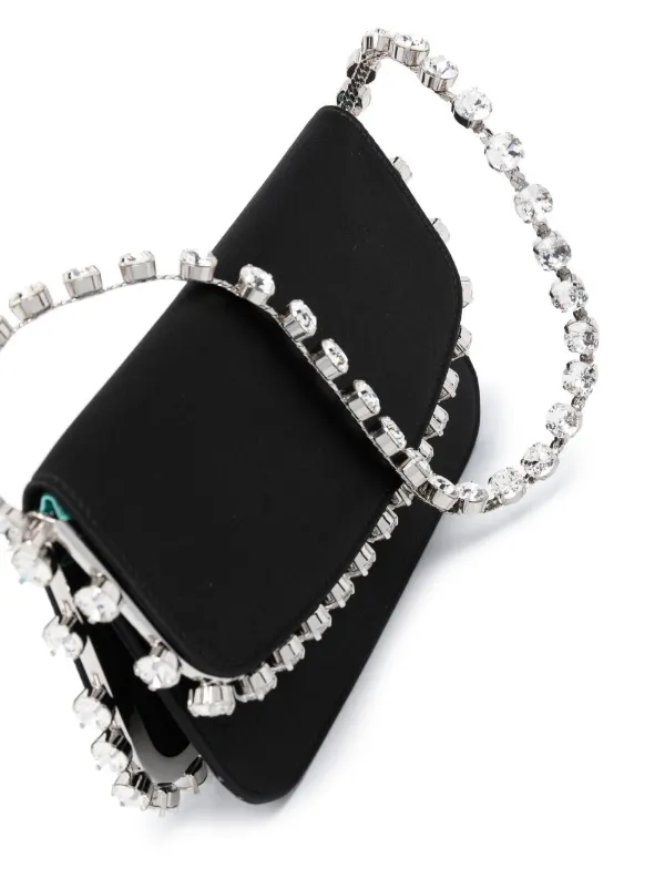 Aquazzura Galactic Crystal-embellished Satin Shoulder Bag - Black - One Size