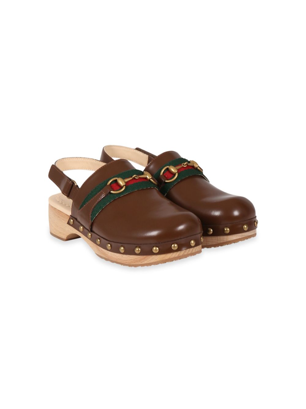 Gucci Kids Horsebit leather clogs kids Wood Calf Leather Rubber Calf Leather Wood 30 Brown