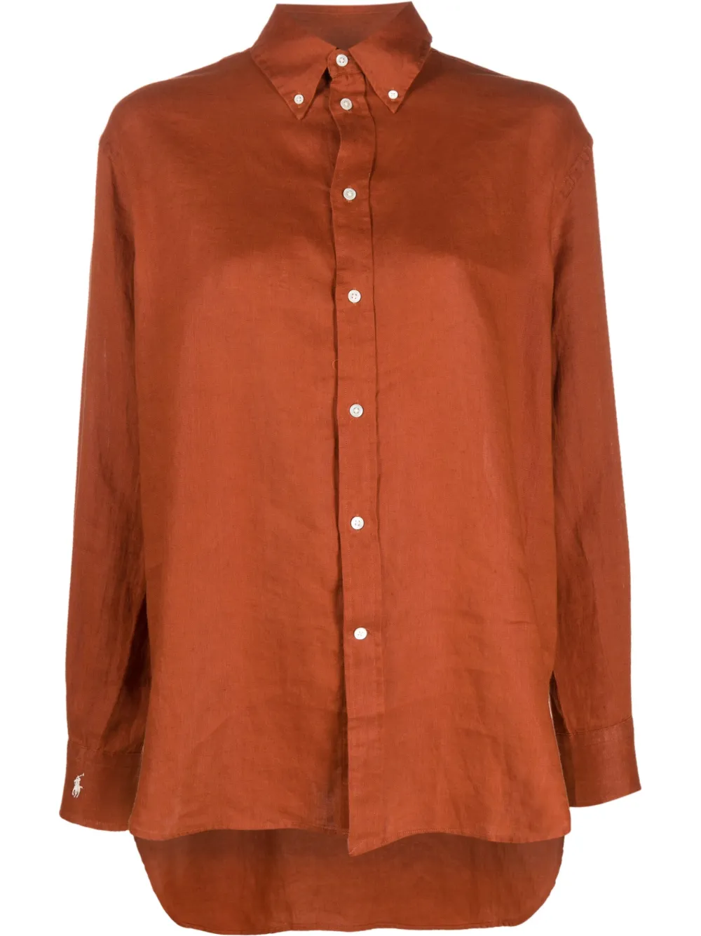 Polo Ralph Lauren logo-embroidered long-sleeve linen shirt - Brown