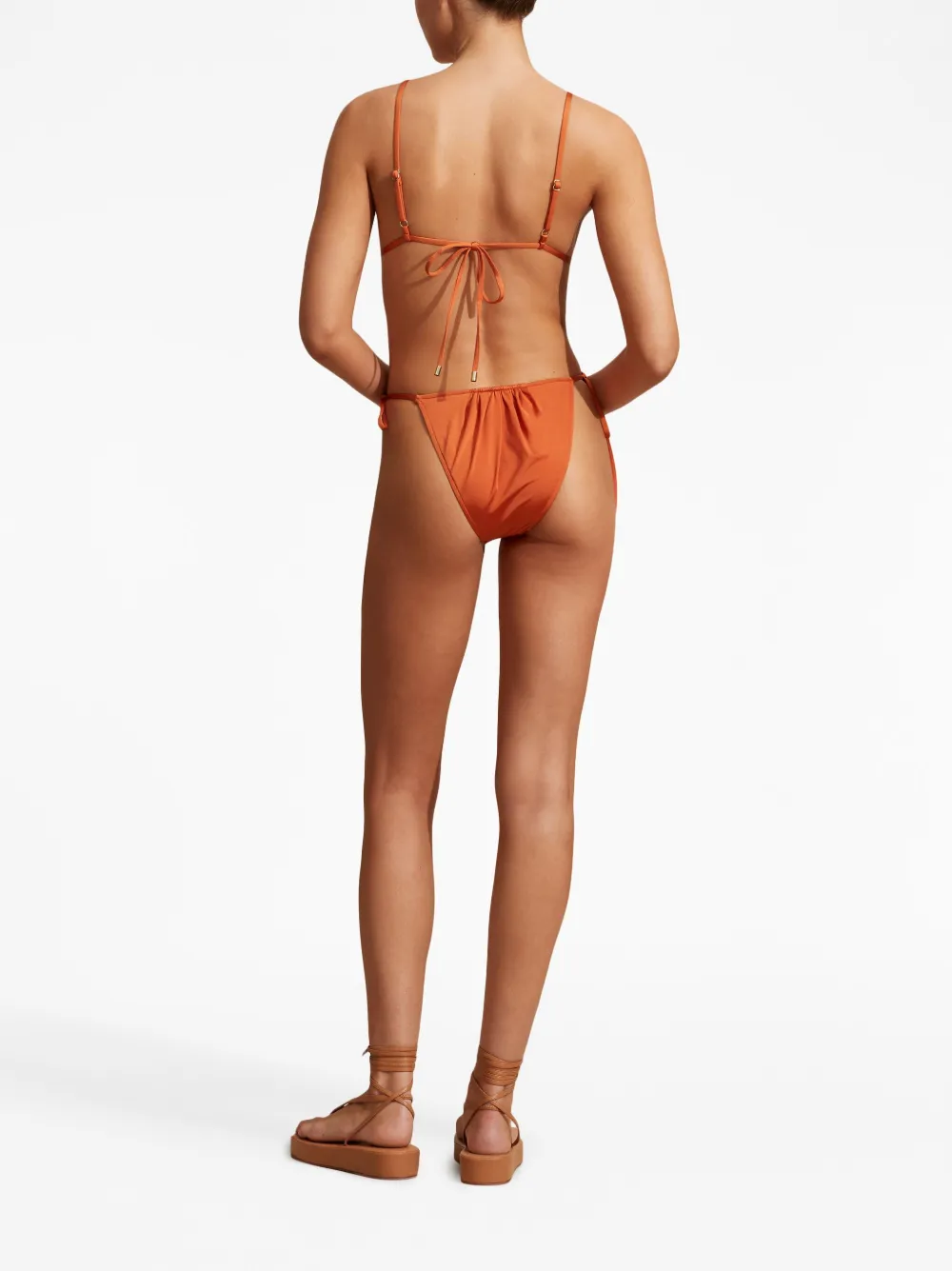 Shop Peony Melon Ruched Bikini Bottoms In Orange