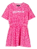Balmain Kids leopard-print cotton dress - Pink