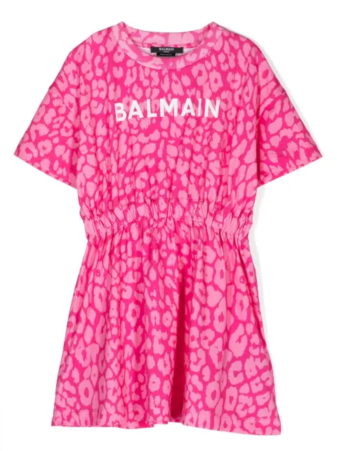 Balmain Kids 레오파드 프린트 드레스