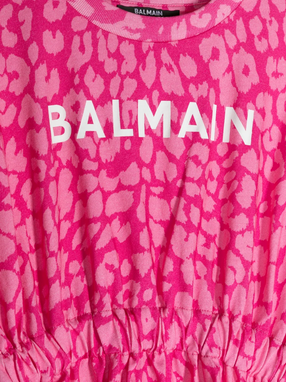 Shop Balmain Leopard-print Cotton Dress In Pink