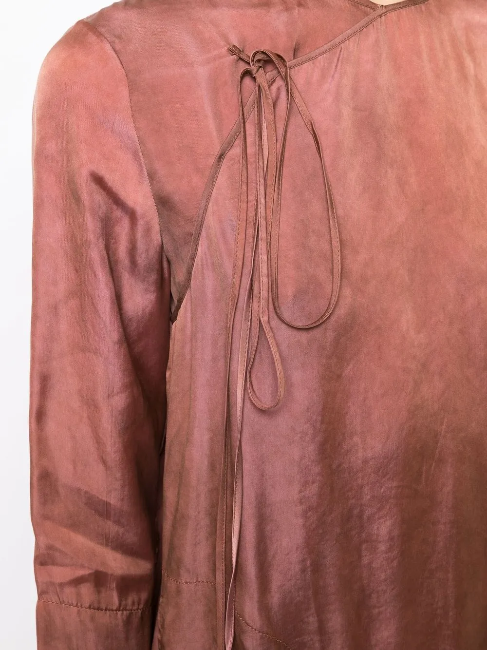 Uma Wang Satin Side-tie Midi Dress In Brown