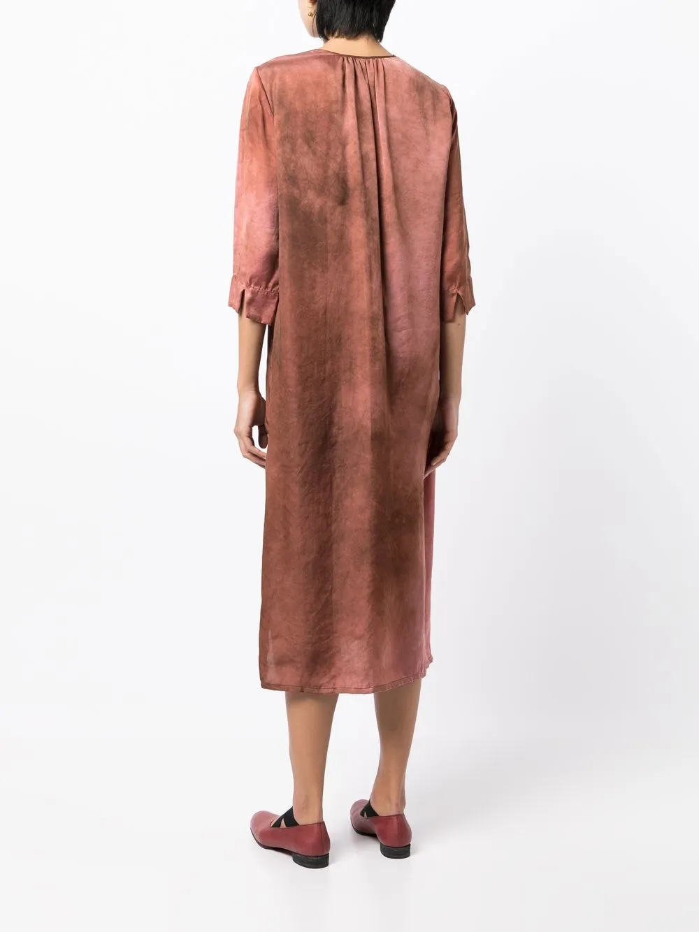 Uma Wang Satin Side-tie Midi Dress In Brown
