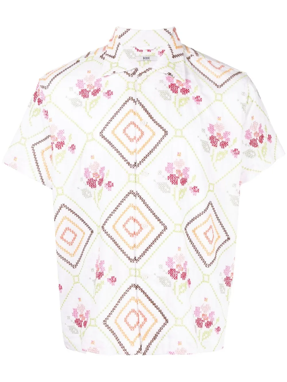 

BODE camisa manga corta con estampado floral - Blanco