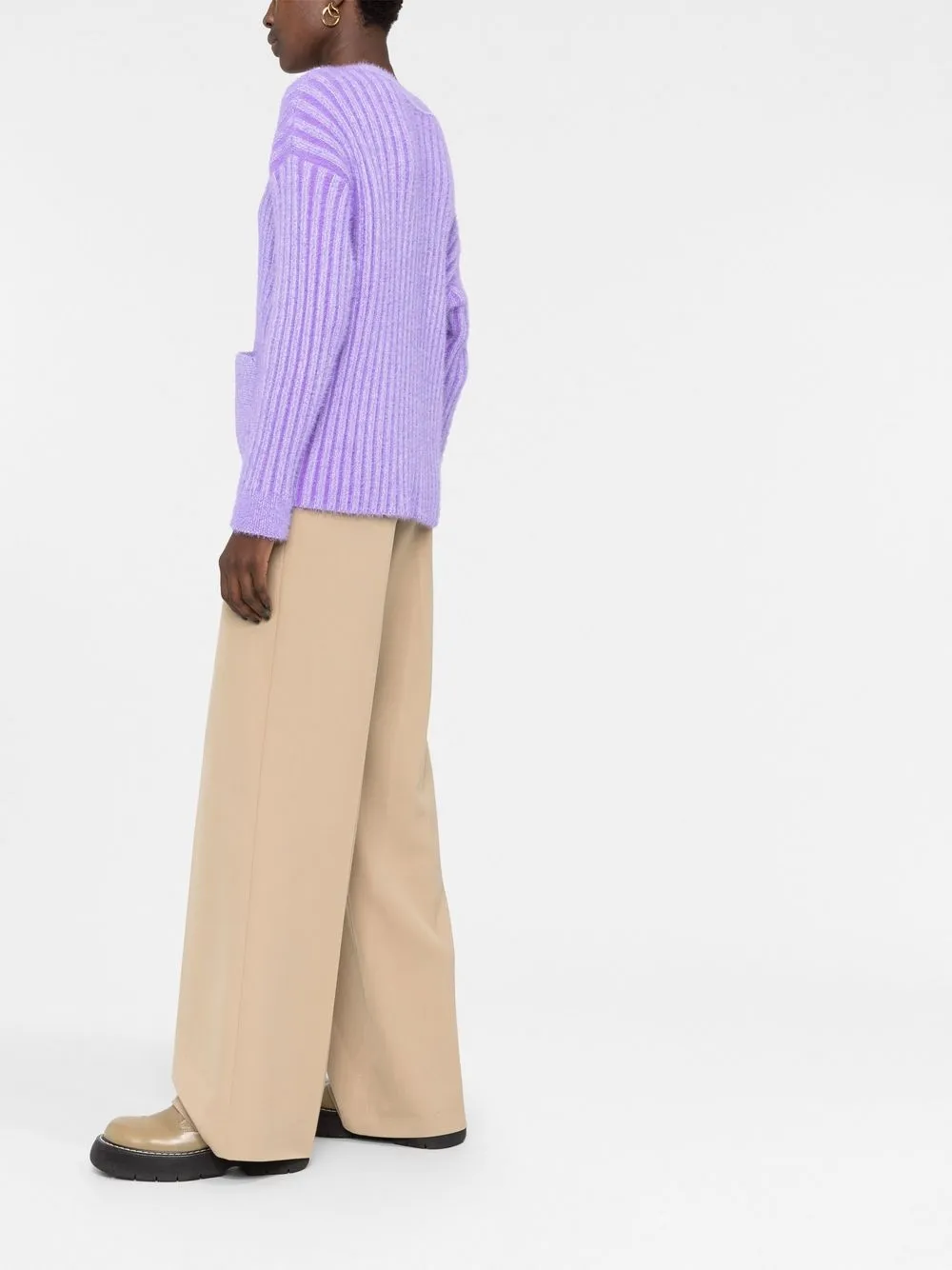 Shop Jacquemus Le Cardigan Neve Sleeve-pocket Jacket In Purple