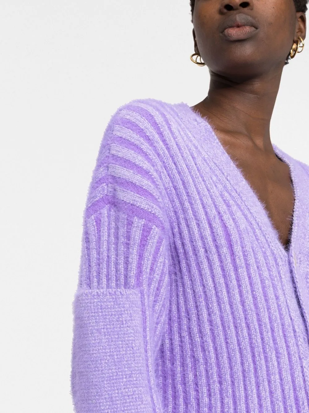 Shop Jacquemus Le Cardigan Neve Sleeve-pocket Jacket In Purple