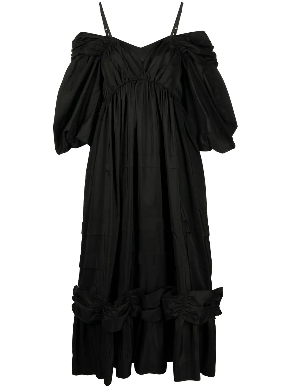 

Simone Rocha off-shoulder gathered midi dress - Black