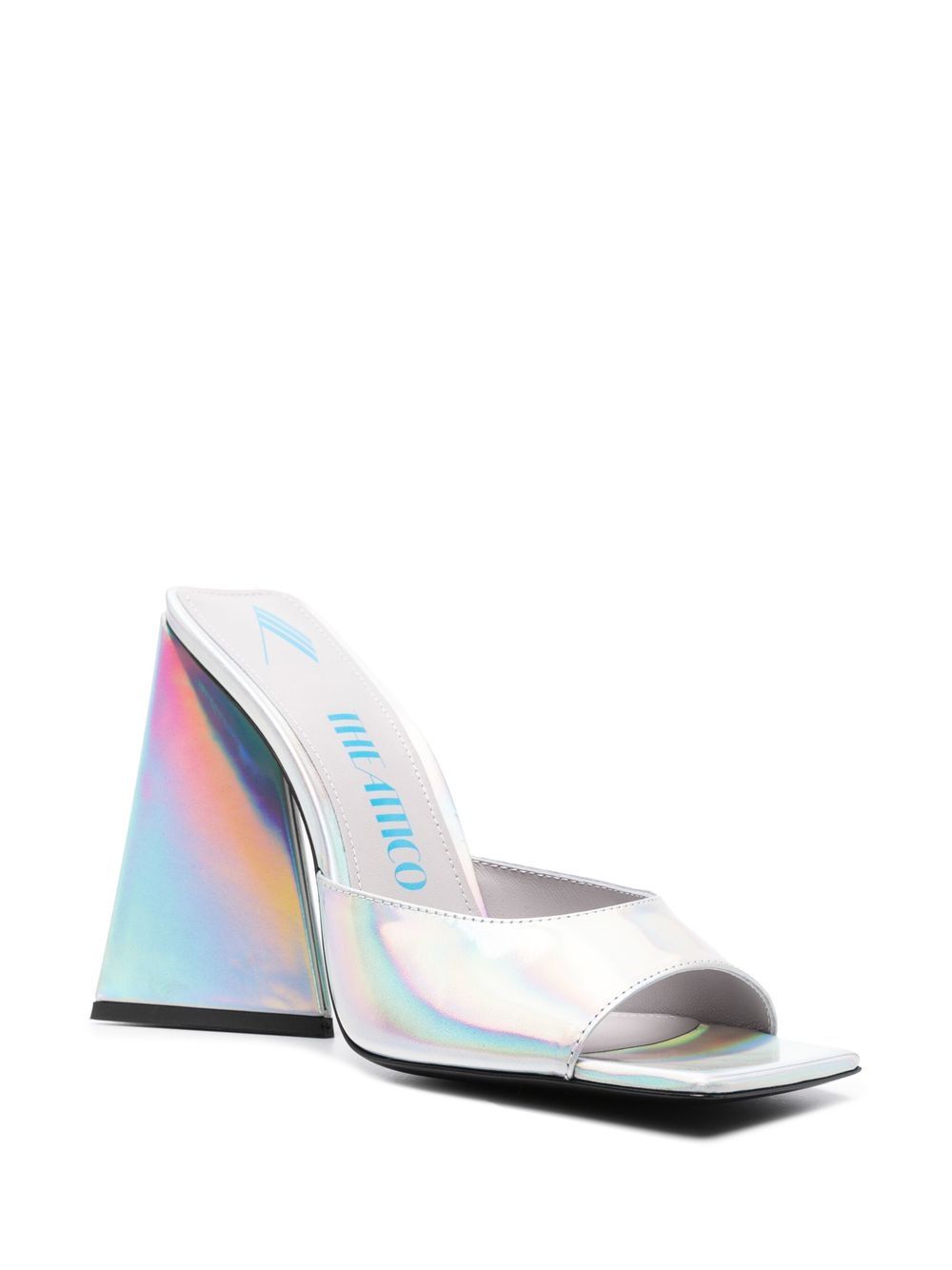 Shop Attico Devon 115mm Iridescent Mules In Silver