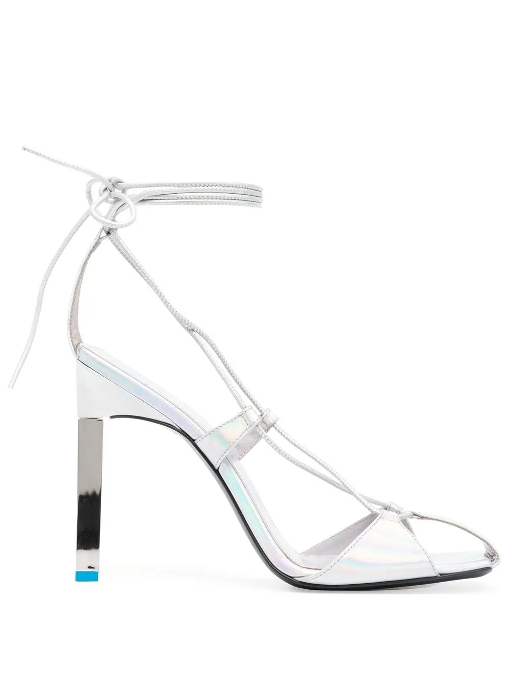 Attico Silver Adele 105 Patent Leather Sandals In Silver