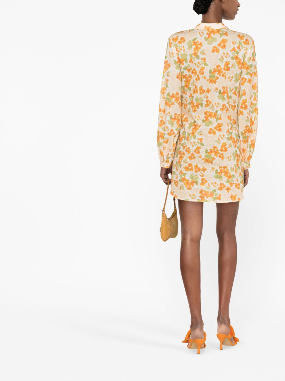 Shop Peony Floral-print Wrap Dress In Orange