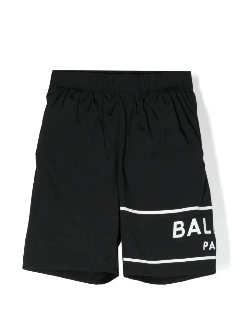 Balmain Kids 로고 프린트 수영복 반바지