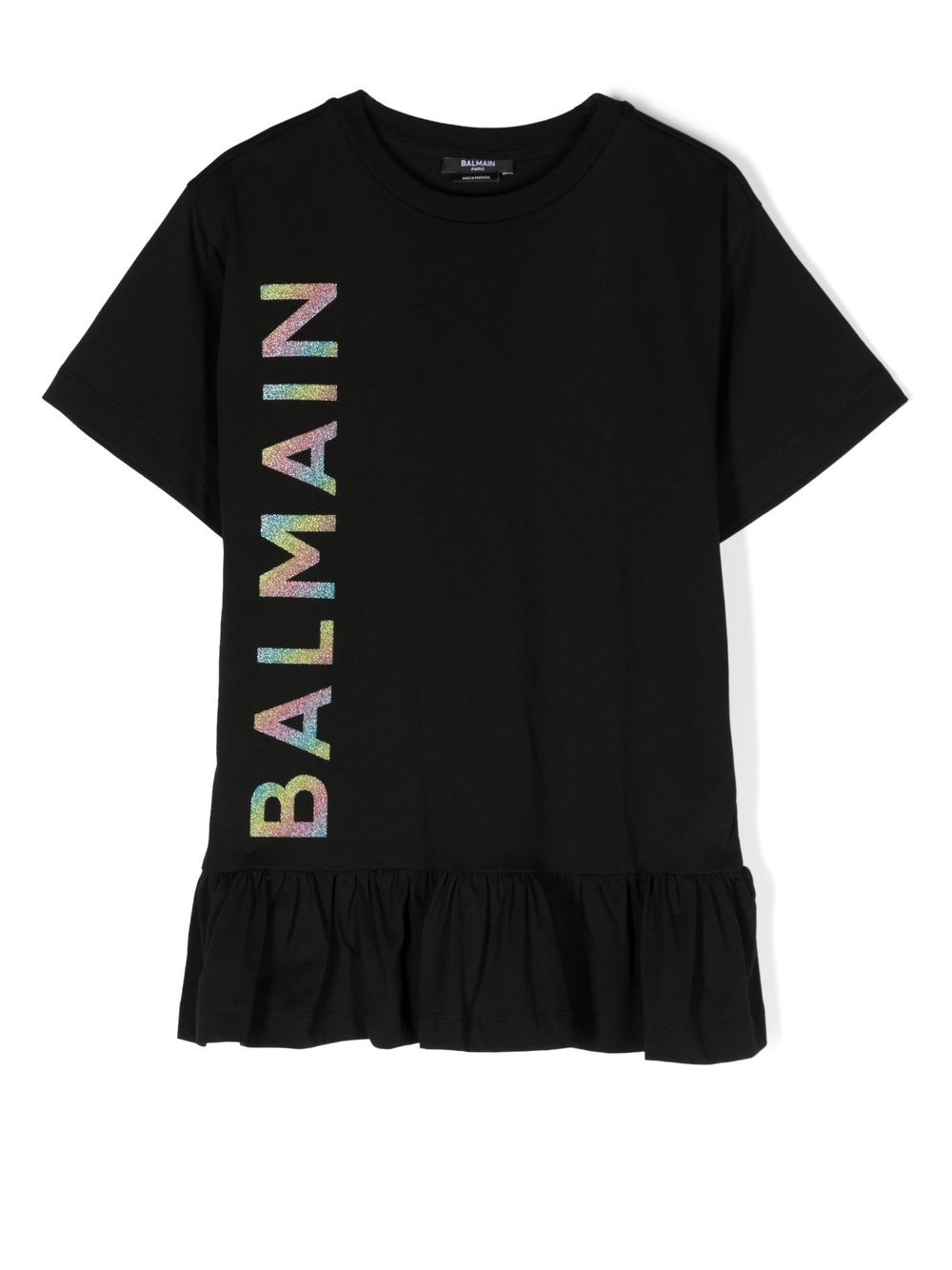 Balmain Kids' Logo-print T-shirt Dress In Black