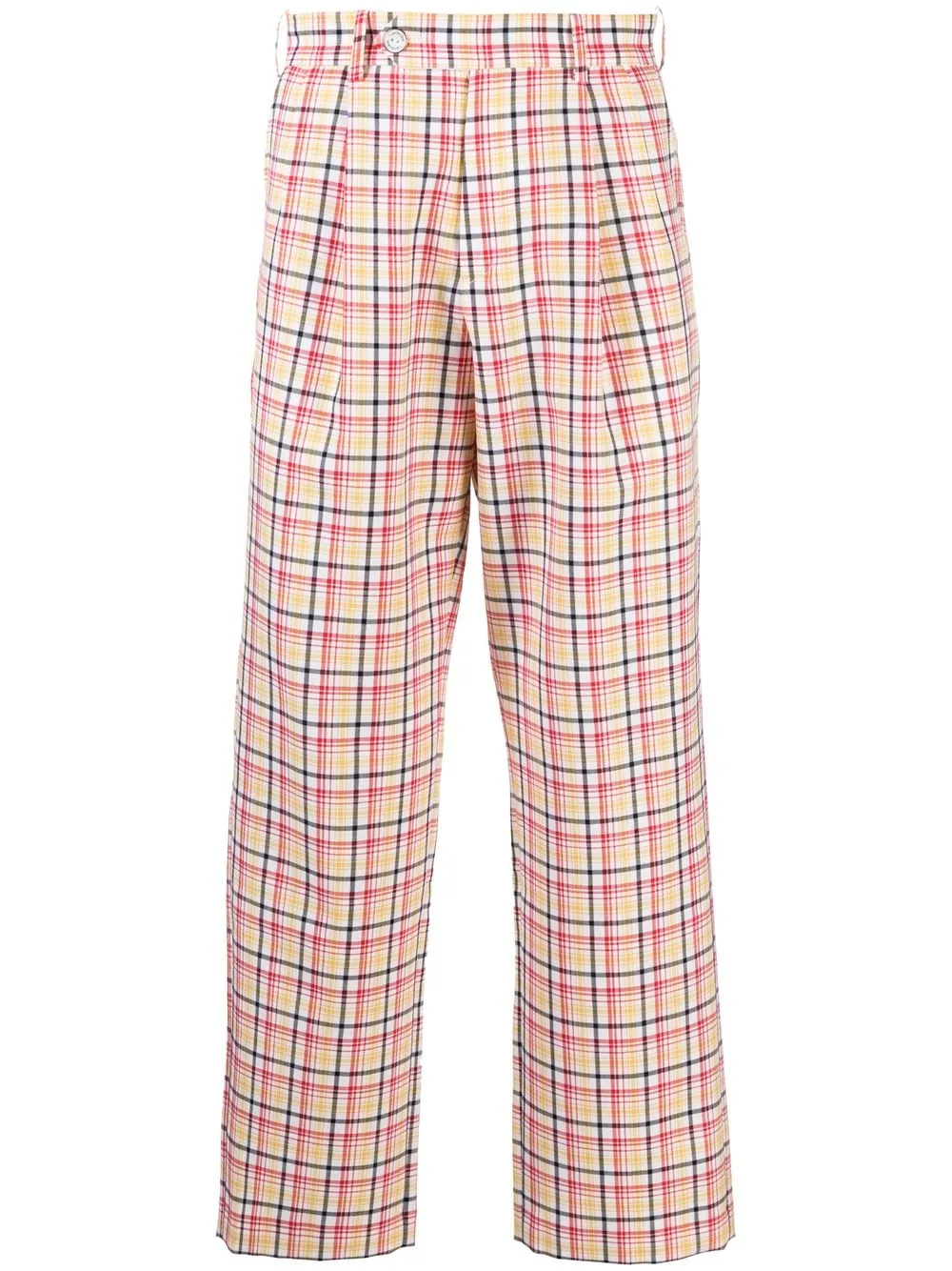 

Late Checkout checked virgin-wool trousers - Yellow