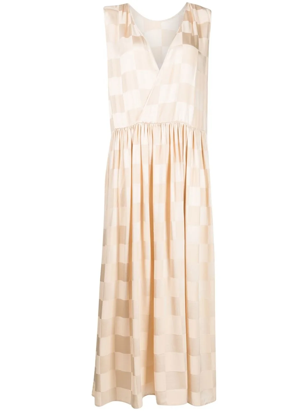 

Uma Wang check-print midi dress - Neutrals