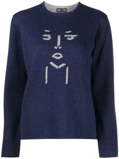 agnès b.  intarsia-knit crew-neck jumper 