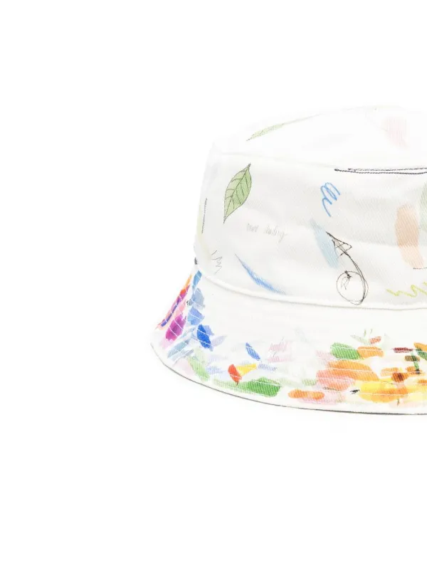 Cappello bucket con stampa Bianco Farfetch Accessori Cappelli e copricapo Cappelli Cappello Bucket 