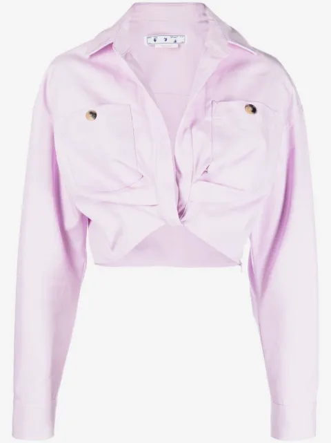 Off-White twisted-front cropped cotton jacket