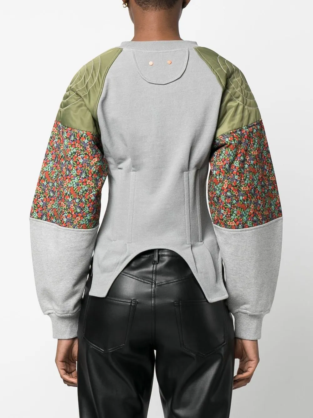 Andersson Bell Rosee Embellished Patchwork Cotton-jersey, Corduroy And Shell Sweater In Grey