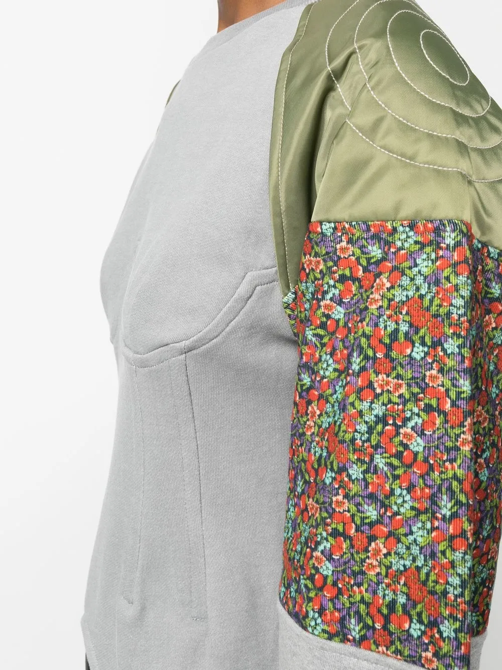 Andersson Bell Rosee Embellished Patchwork Cotton-jersey, Corduroy And Shell Sweater In Grey