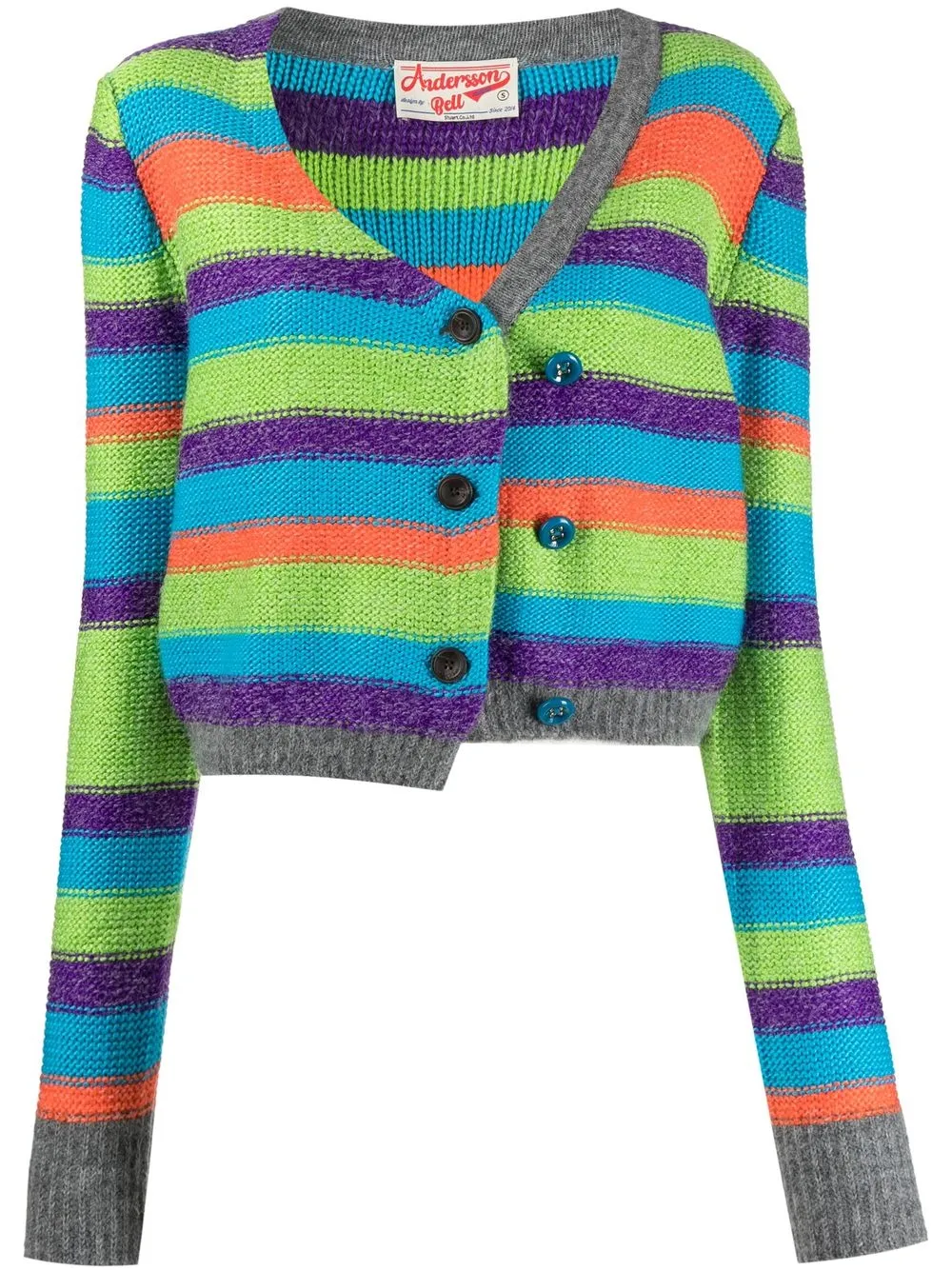 

Andersson Bell asymmetric striped cardigan - Blue
