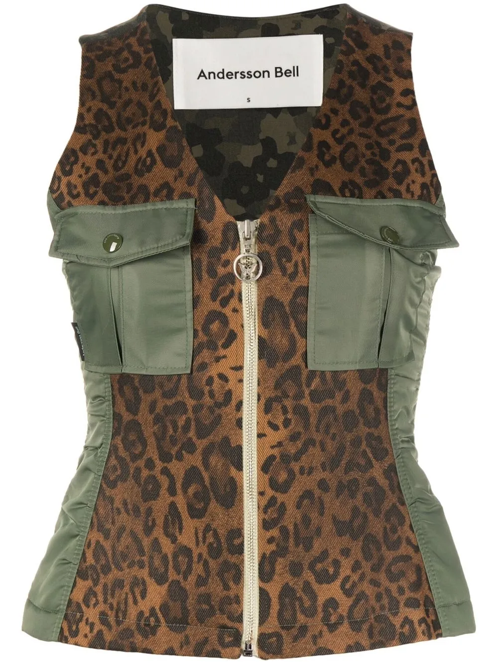 

Andersson Bell leopard-print zip-front vest - Green